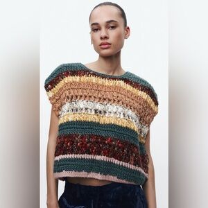 Zara crochet multicolored vest